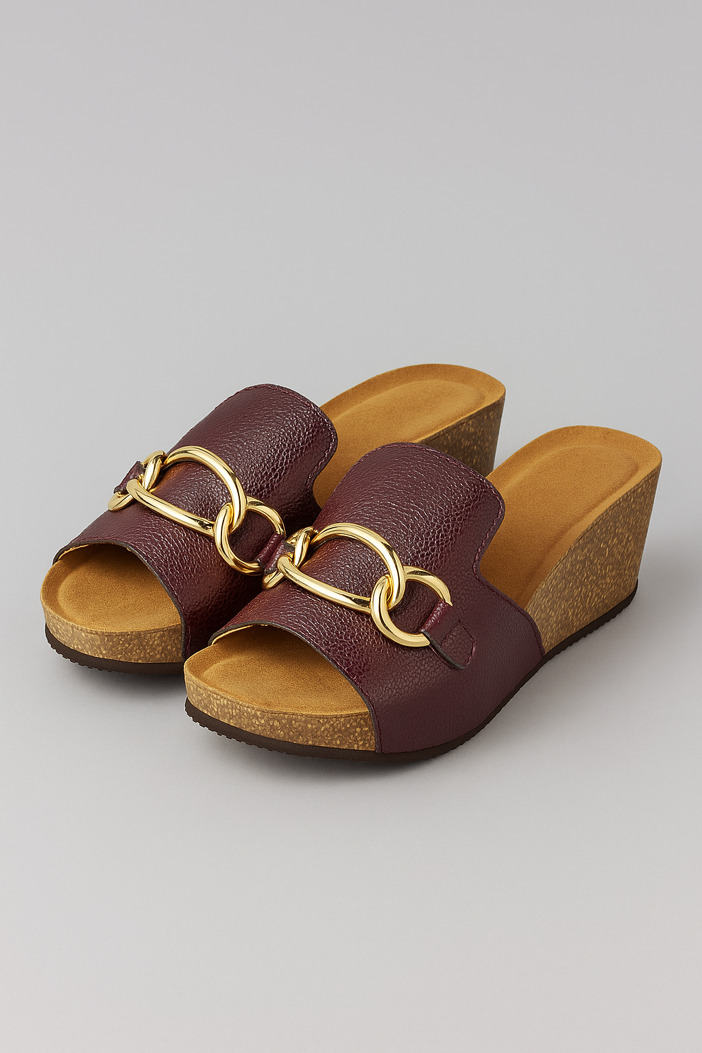 Wedge Sandals with Chain Detail and Cork Sole