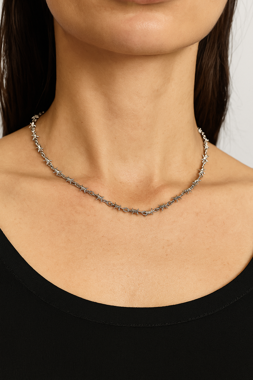 Barbed Wire Style Chain Necklace in Metal for Men