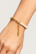 Two-Tone Pearl and Chain Bracelet with Adjustable Clasp