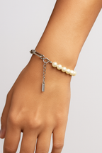 Two-Tone Pearl and Chain Bracelet with Adjustable Clasp