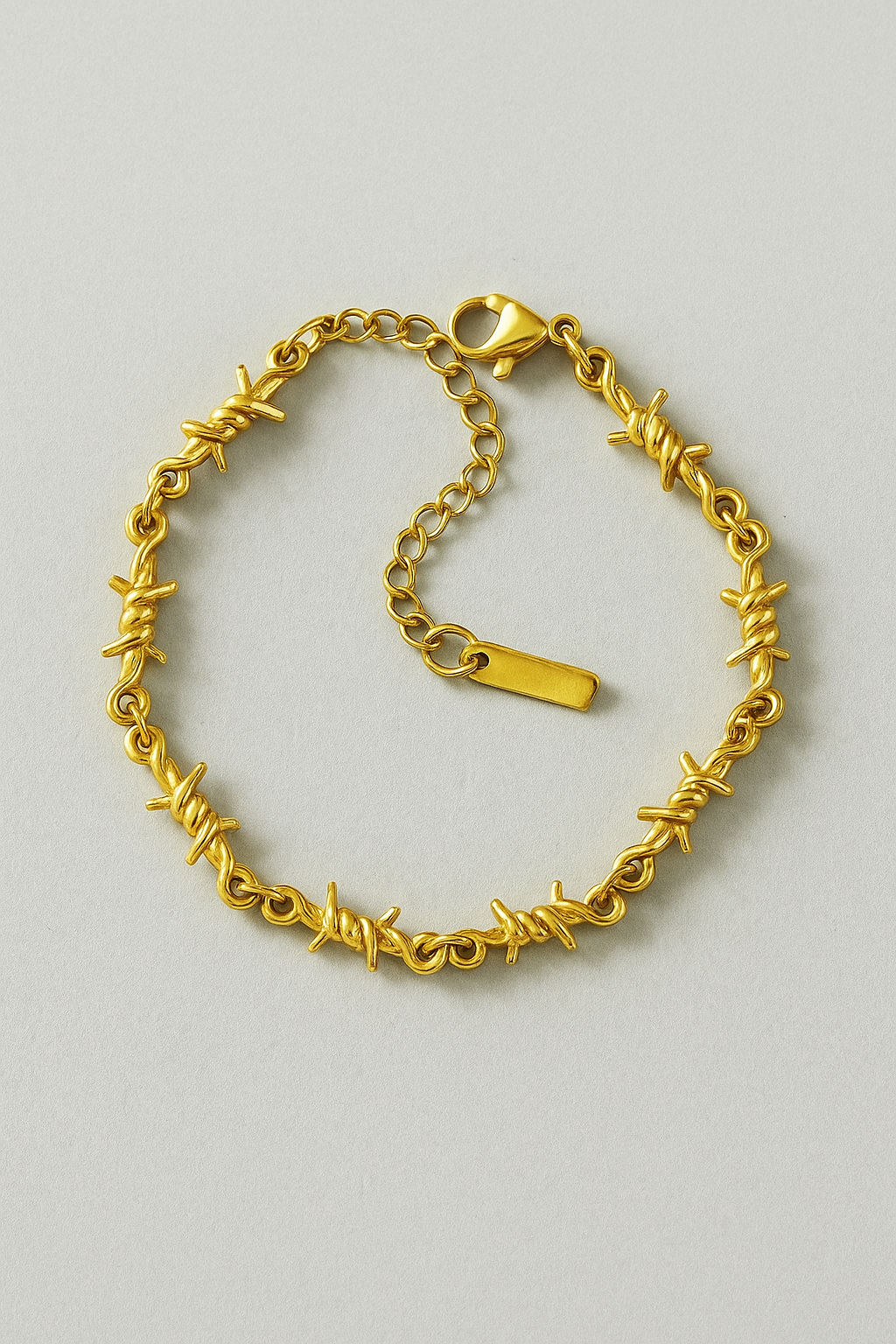 Barbed Wire Design Bracelet with Adjustable Extender Chain