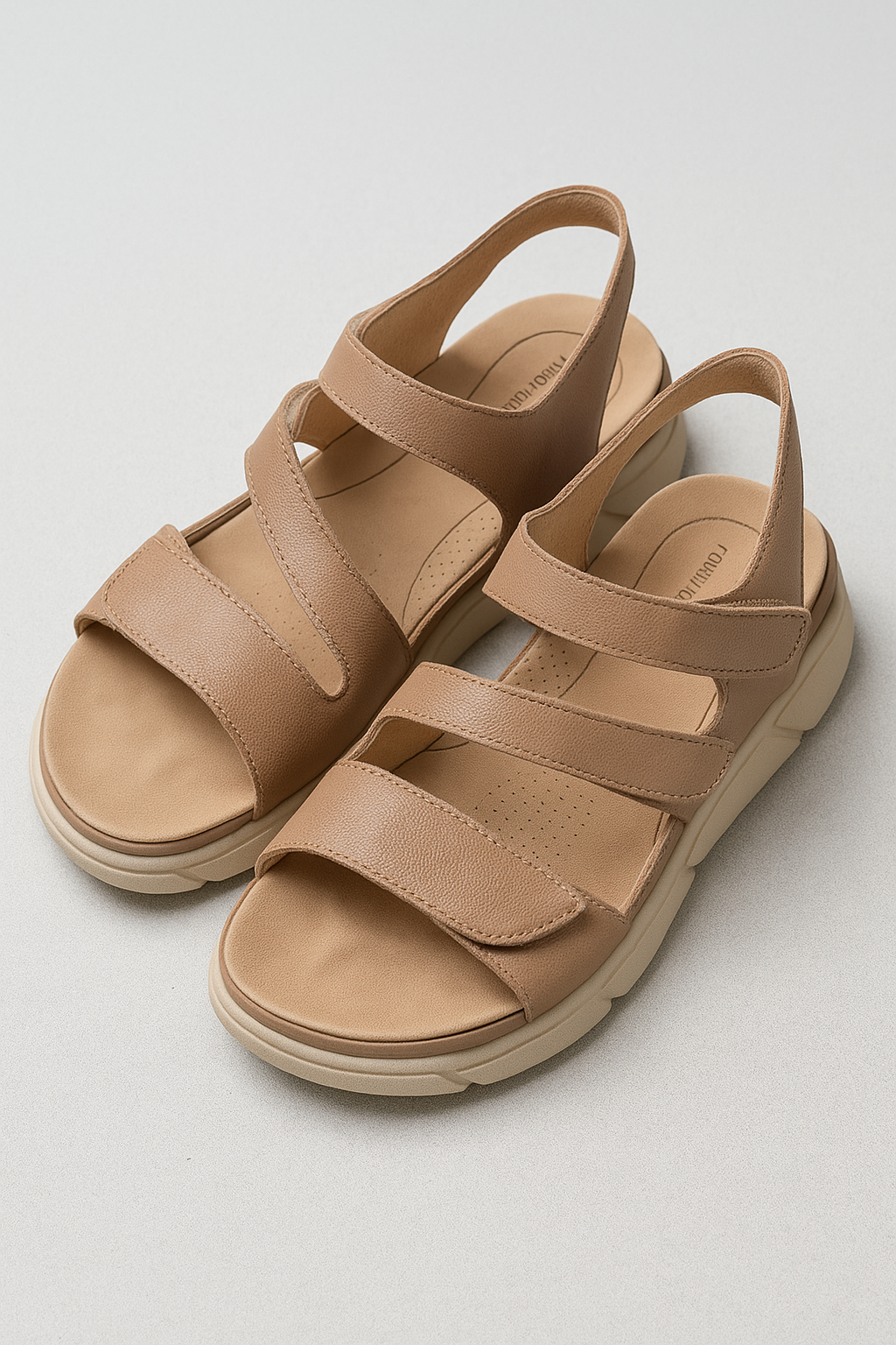 3-Strap Sandals with Velcro Closure and Padded Insole