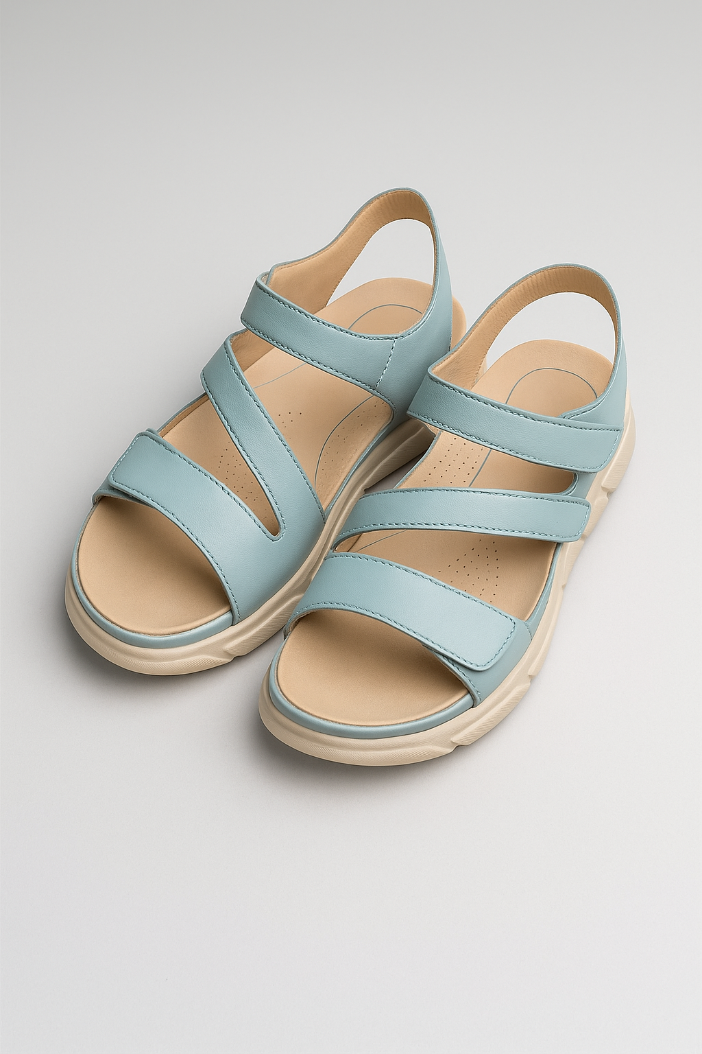 3-Strap Sandals with Velcro Closure and Padded Insole