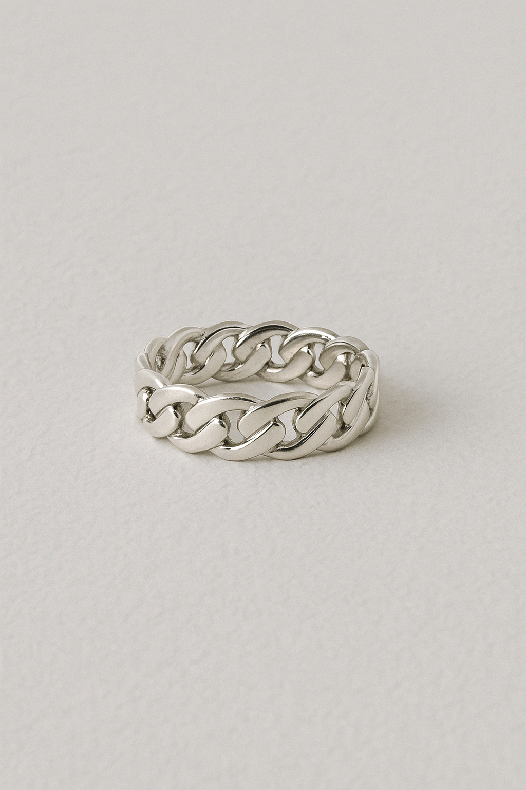 Unisex kedjelänksring i rostfritt stål, silverton