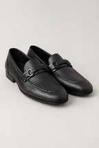 Faux Leather Loafers with Snake-Embossed Pattern and Strap