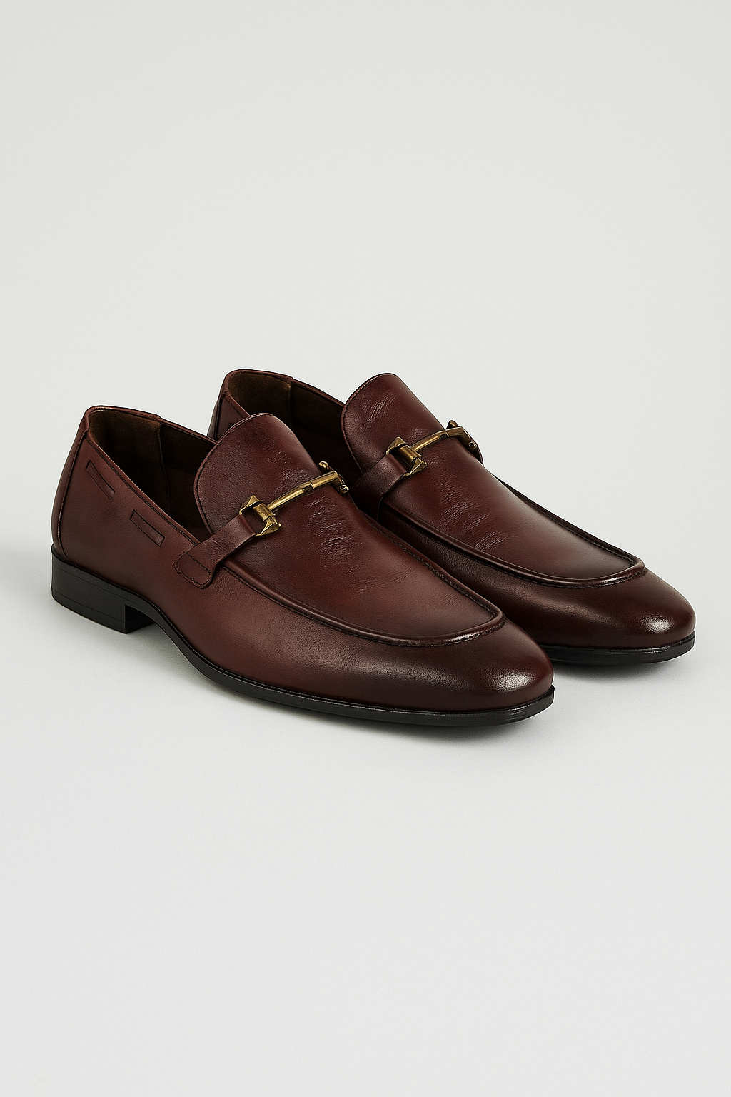 Men's Brown Faux Leather Loafers with Fine Stitching