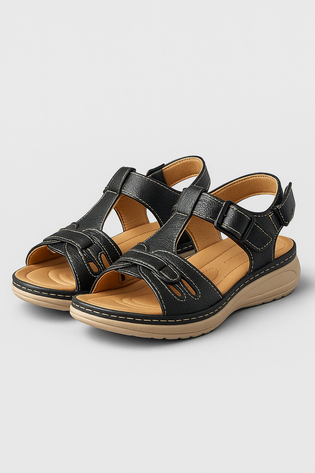 Comfort Sandals with Velcro Strap and Padded Footbed