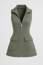 Mini Dress with Hidden Front Zip and Side Pockets