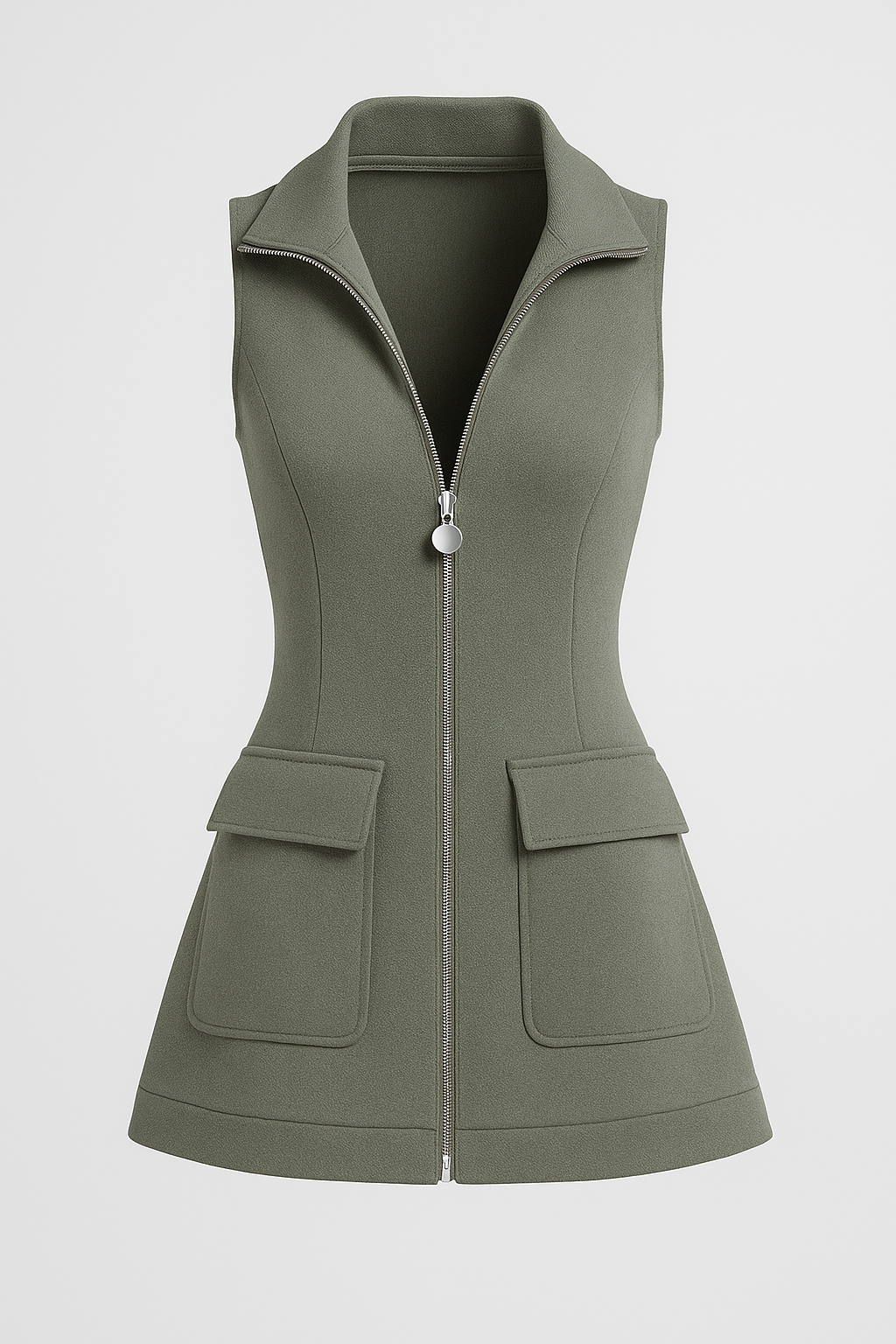 Mini Dress with Hidden Front Zip and Side Pockets
