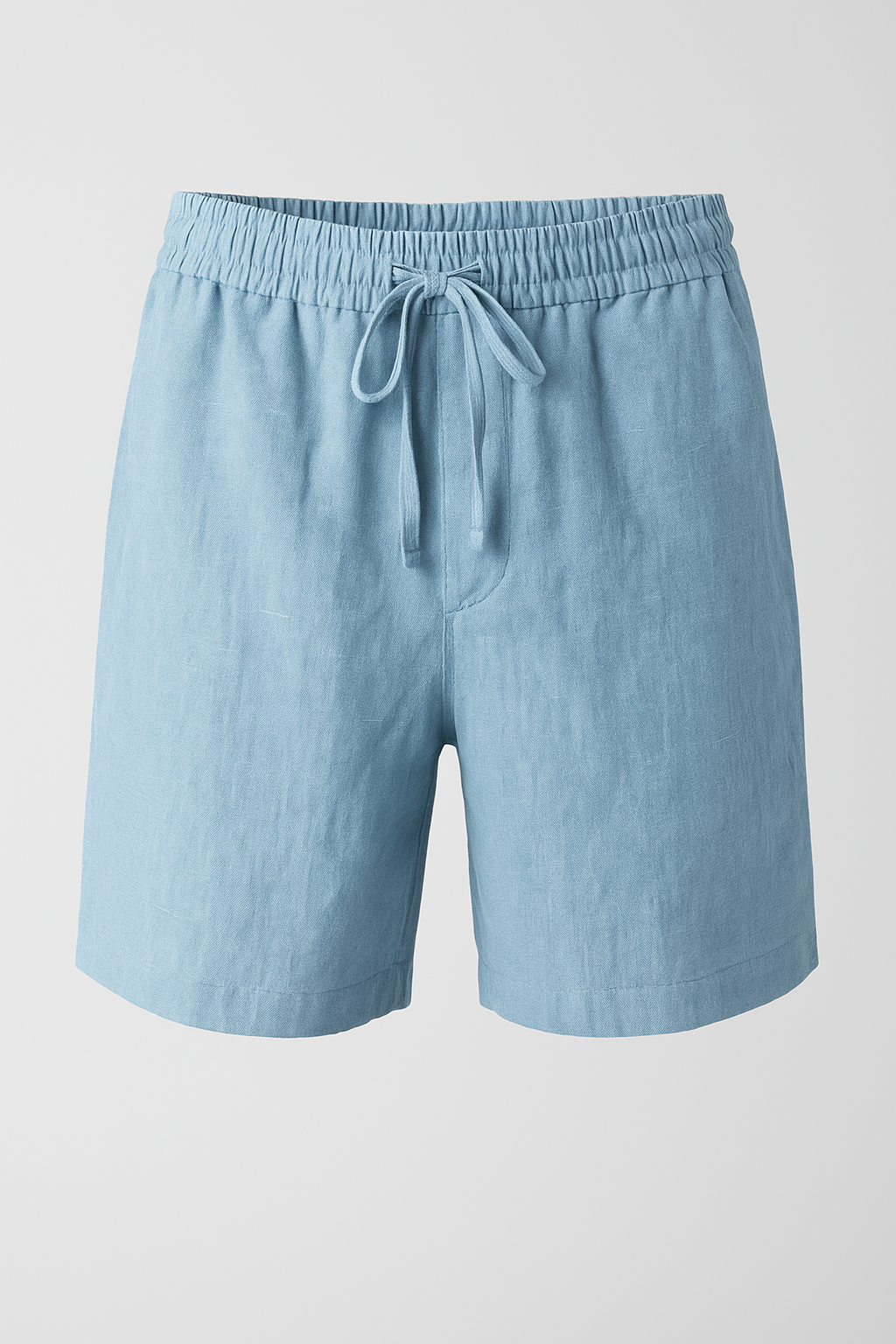 Linen-Cotton Blend Shorts with Elastic Drawstring Waist