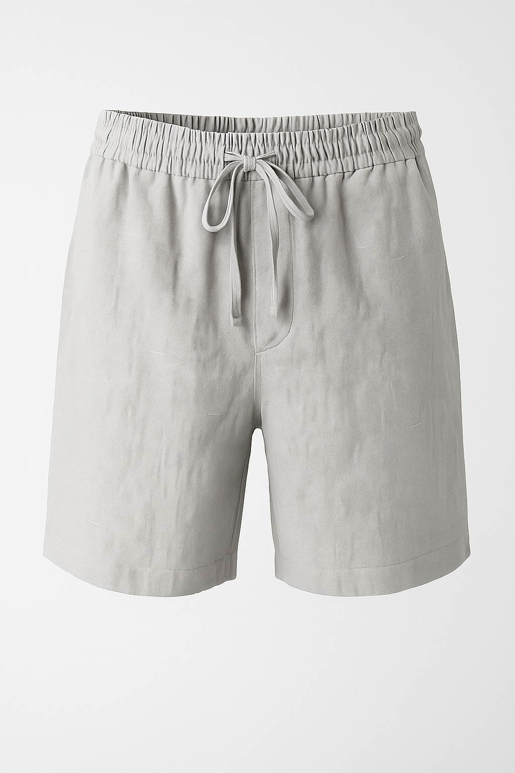 Linen-Cotton Blend Shorts with Elastic Drawstring Waist