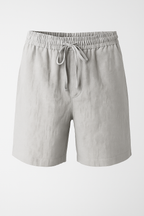 Linen-Cotton Blend Shorts with Elastic Drawstring Waist