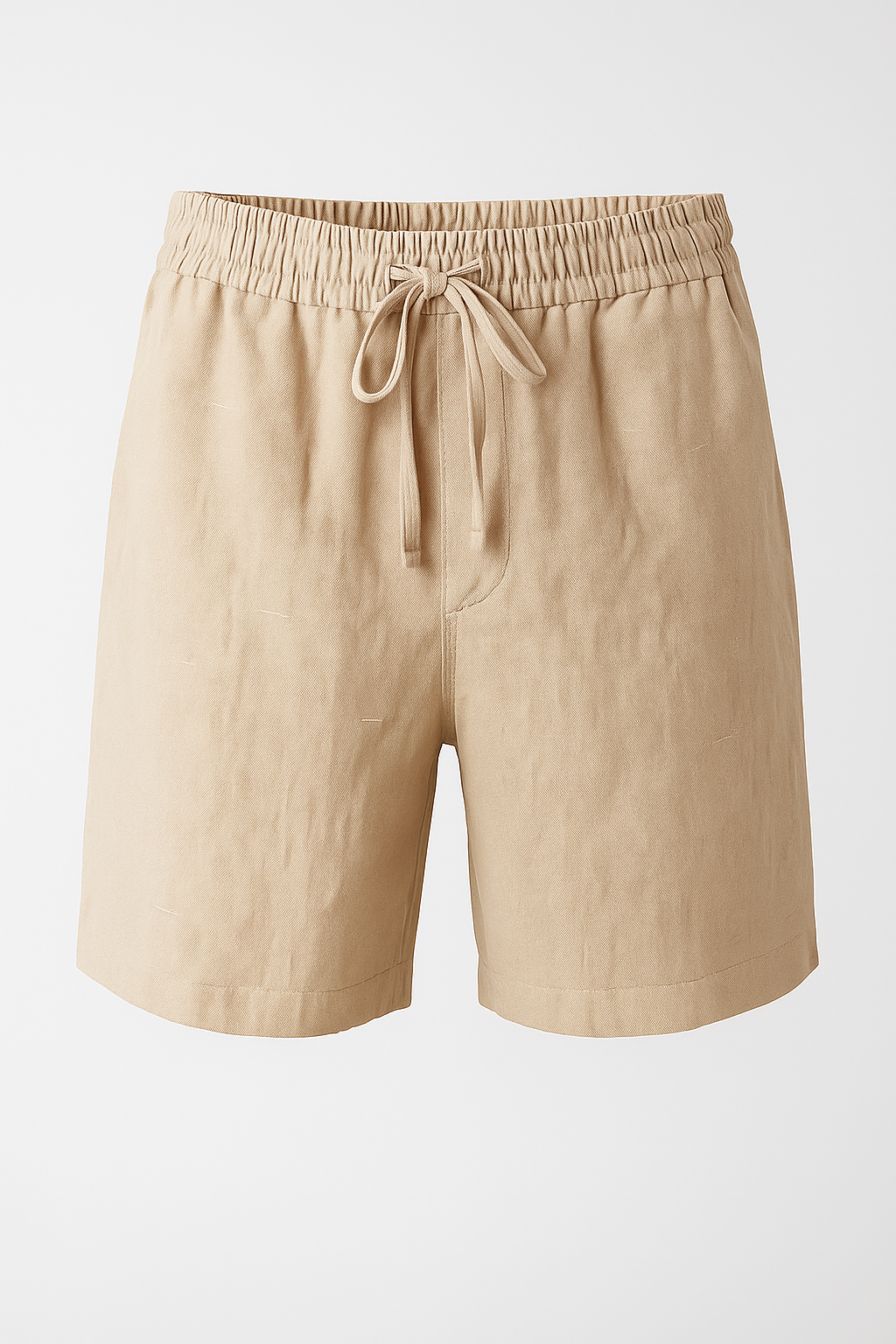 Linen-Cotton Blend Shorts with Elastic Drawstring Waist