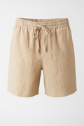 Linen-Cotton Blend Shorts with Elastic Drawstring Waist