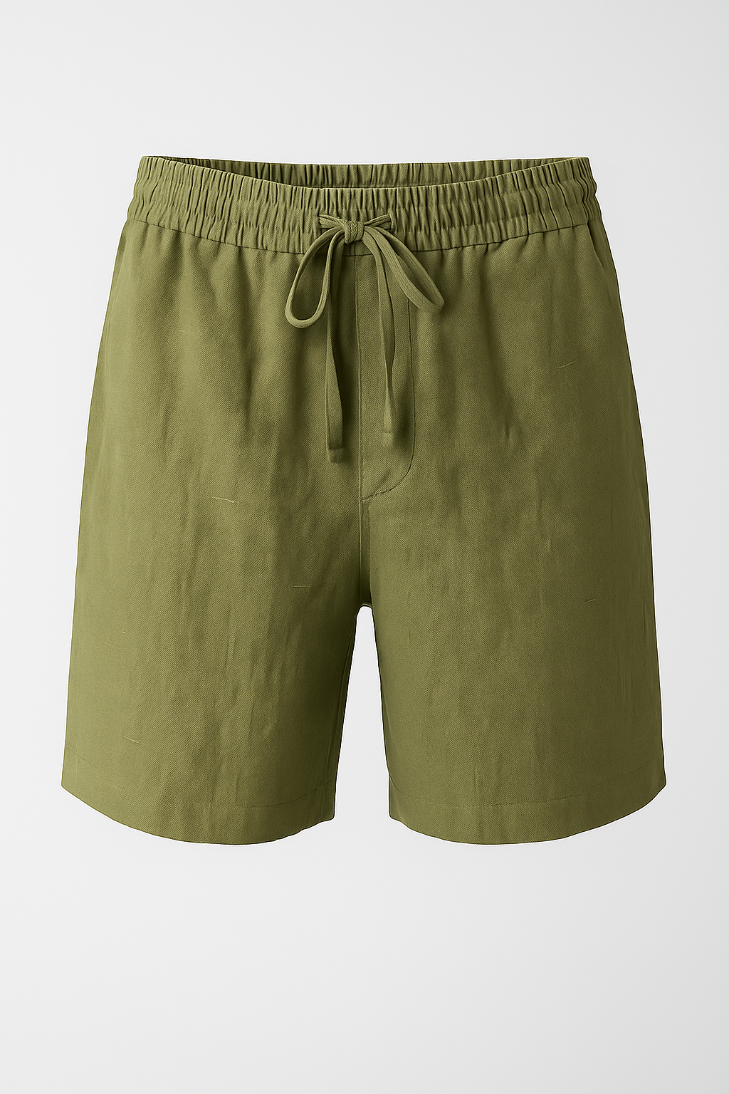 Linen-Cotton Blend Shorts with Elastic Drawstring Waist