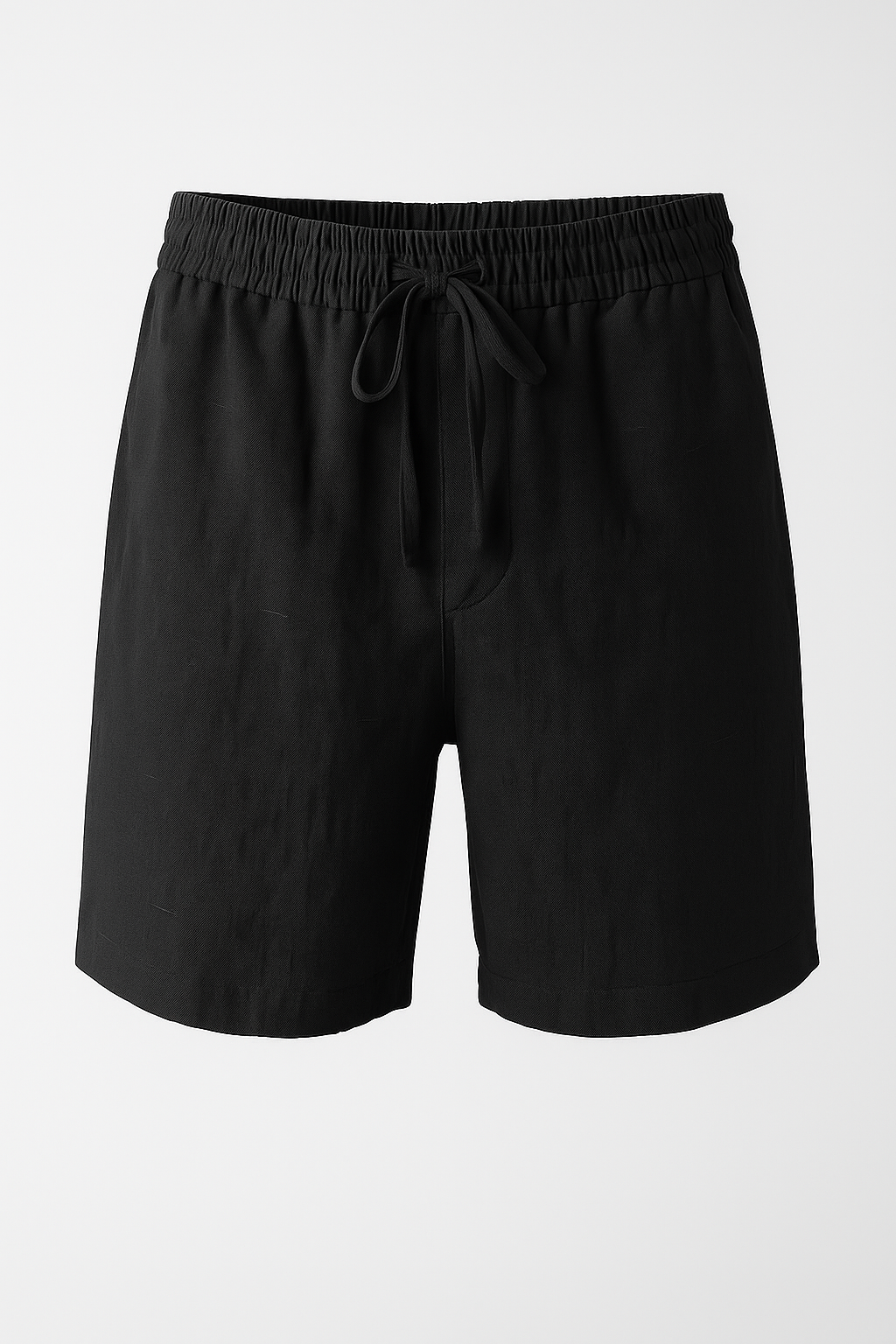 Linen-Cotton Blend Shorts with Elastic Drawstring Waist