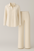 Conjunto ligero de camisa con cuello de solapa y pantalones