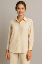 Conjunto ligero de camisa con cuello de solapa y pantalones