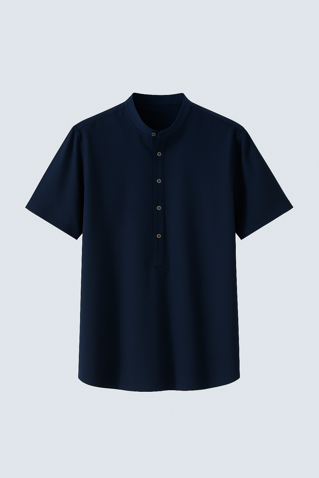 Camisa de lino de manga corta con cuello mao para hombre