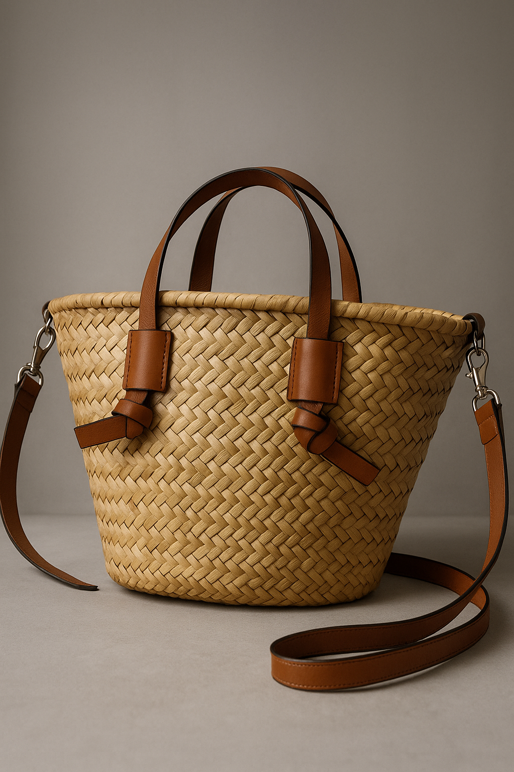 Woven Straw-Look Beach Bag with Wide Shoulder Strap