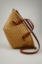 Woven Straw-Look Beach Bag with Wide Shoulder Strap
