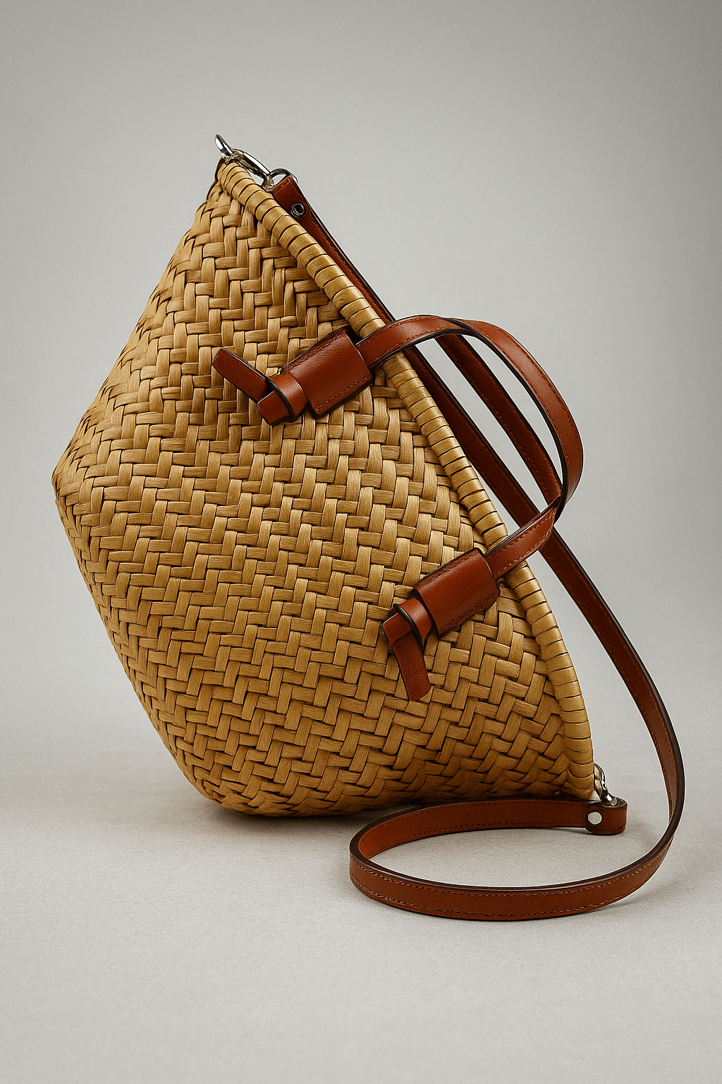 Woven Straw-Look Beach Bag with Wide Shoulder Strap