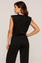 Conjunto de pantalones de pierna ancha y blusa de hombro caído