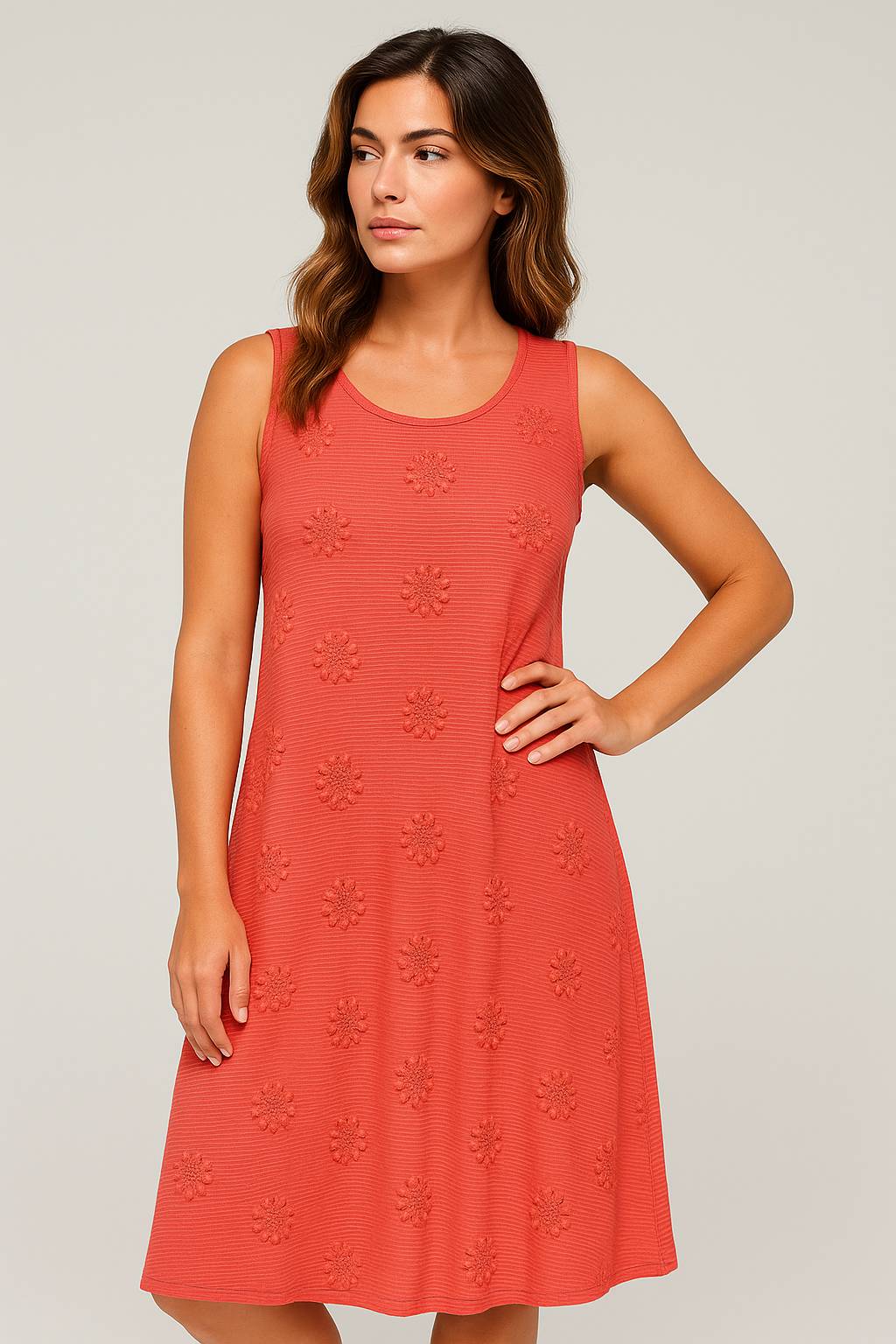 Floral Embroidered Sleeveless Midi Dress for Summer Days