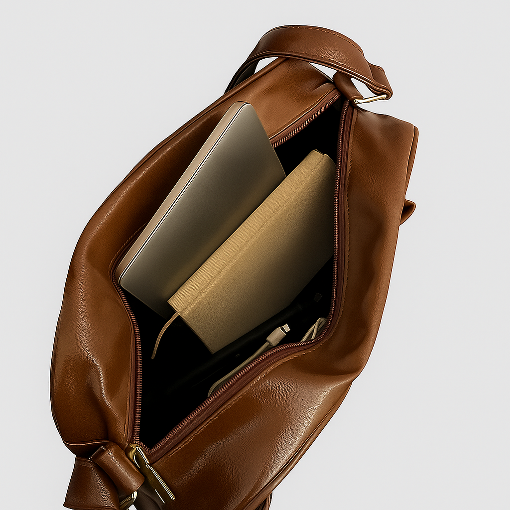 Vintage-Style Faux Leather Messenger Bag with Laptop Space