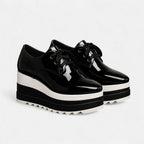 Lace Up Platform Derby Shoes with Square Toe
