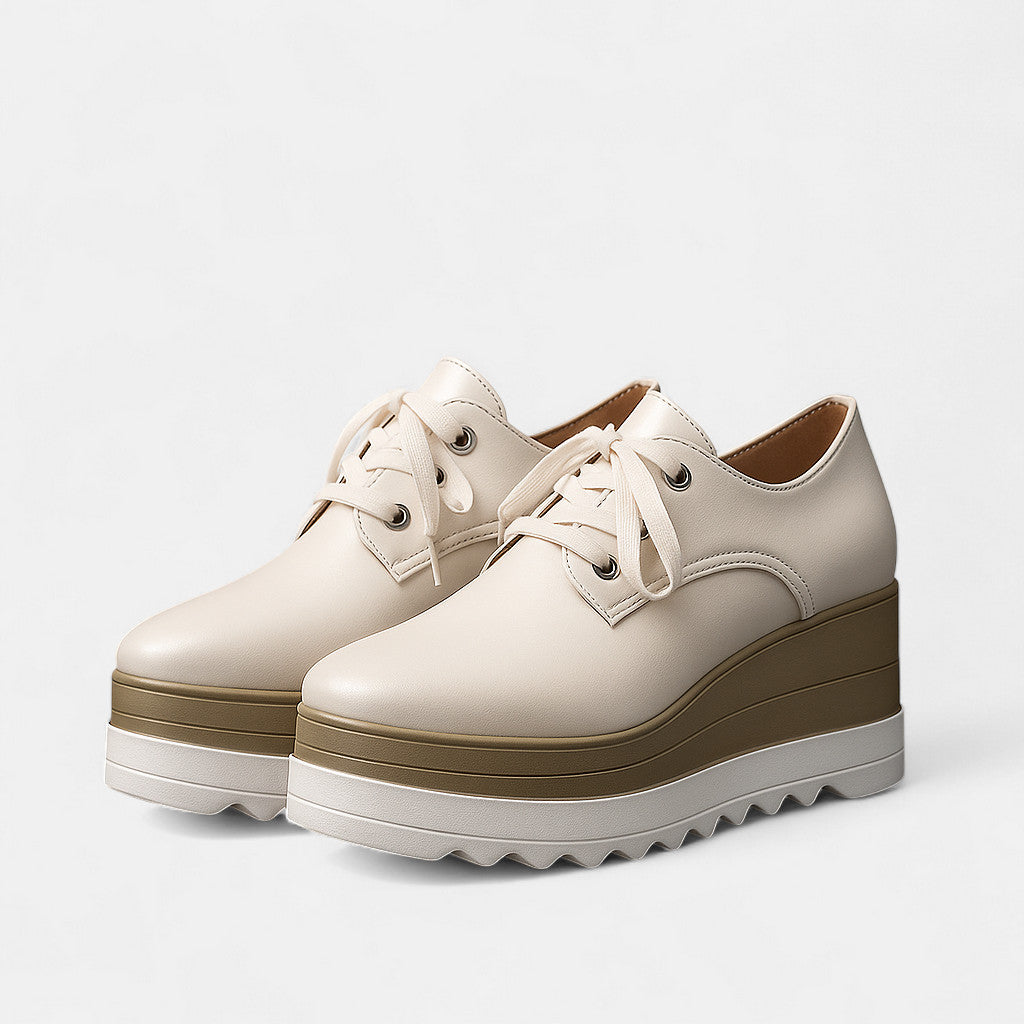 Lace Up Platform Derby Shoes with Square Toe