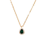 Fine Chain Necklace with Tiny Dark Stone in Gold Colour