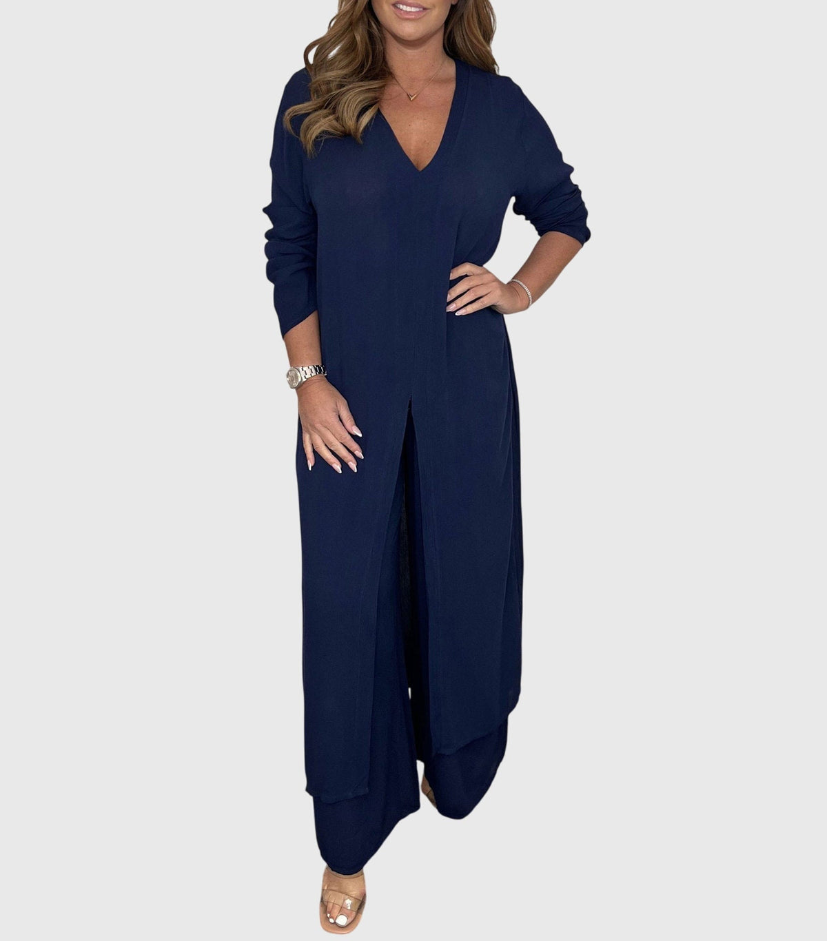 Spring Two Piece Set with Wide Leg Elasticated Trousers