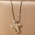 Pavé Infinity Cross Pendant Necklace with Sparkling Finish