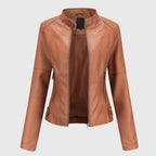 Leather Look Jacket with Classic Cut