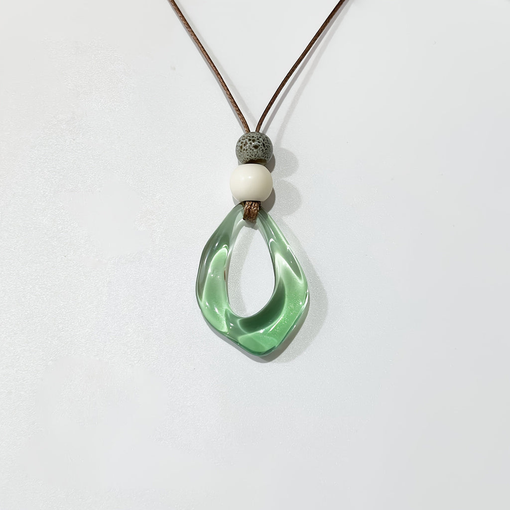 Vintage Irregular Teardrop Resin Pendant Necklace with Colour Choice
