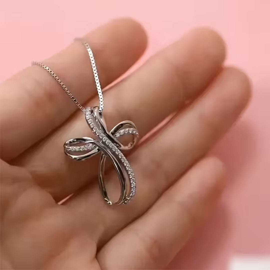 Pavé Infinity Cross Pendant Necklace with Sparkling Finish