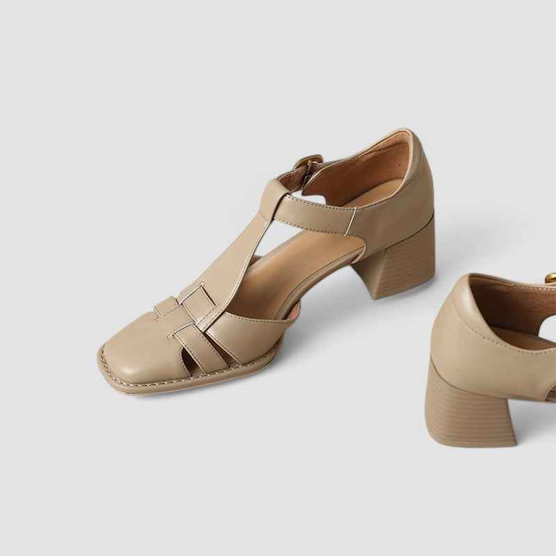 Orthopedic T-Strap Block Heels for All-Day Comfort