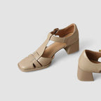 Orthopedic T-Strap Block Heels for All-Day Comfort