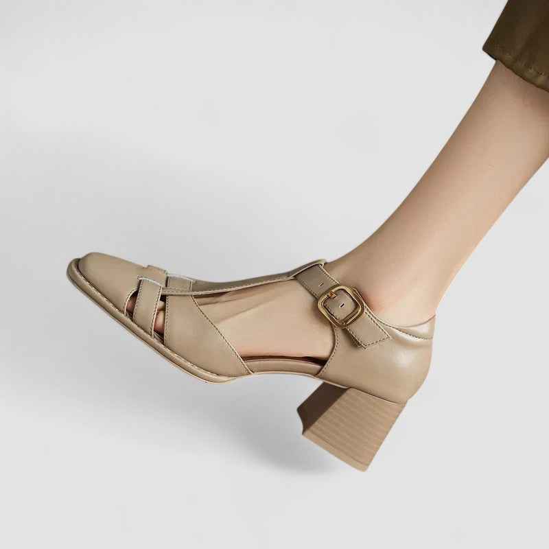 Orthopedic T-Strap Block Heels for All-Day Comfort