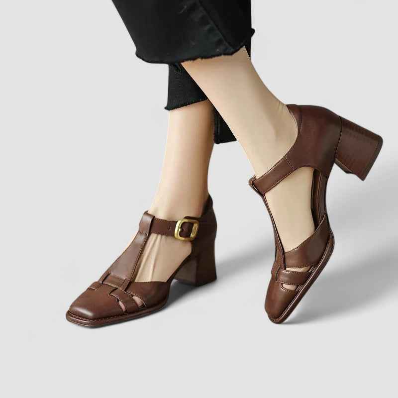 Orthopedic T-Strap Block Heels for All-Day Comfort