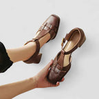 Orthopedic T-Strap Block Heels for All-Day Comfort