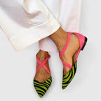 Zebra Print Ballerina Flats with Strap Detail