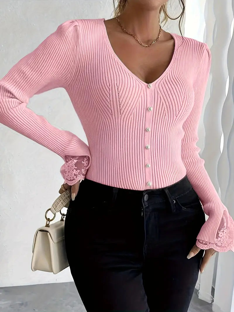 Floral V-Neck Jumper with Soft Handle
