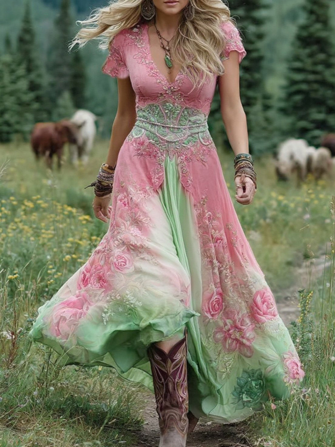 Floral Maxi Dress with Flowing Silhouette