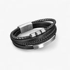 Pulsera trenzada multicapa para hombre con cierre magnético