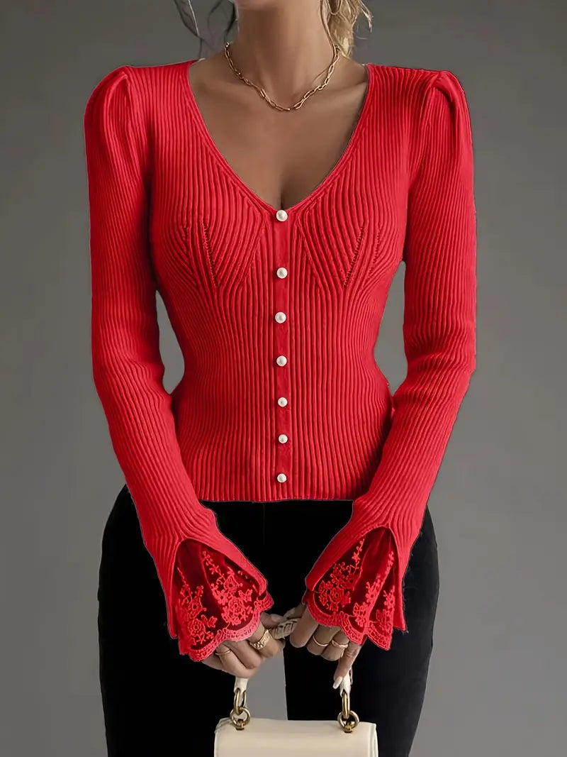 Floral V-Neck Jumper with Soft Handle