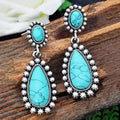 Vintage Oversized Blue-Green Teardrop Drop Earrings