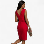 Fitted V-Neck Dress with Stretch Fabric
