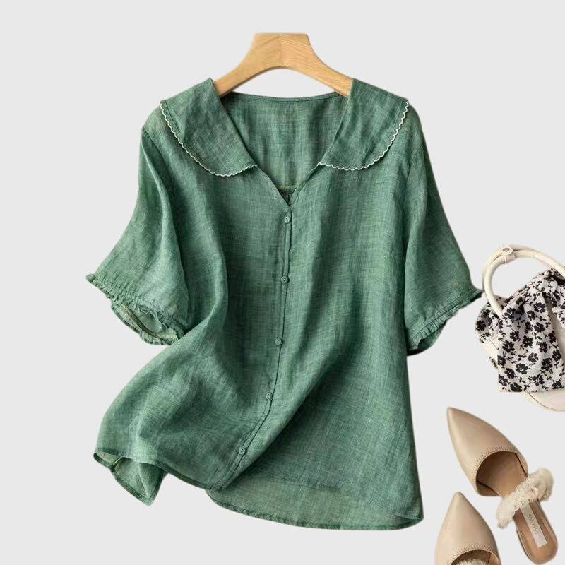 Lightweight Straight-Cut Blouse with Relaxed Drape